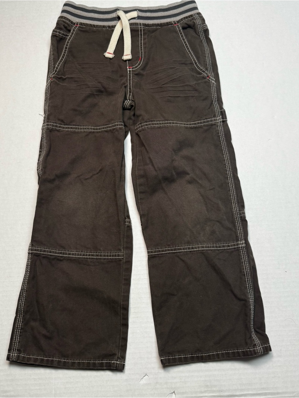 Mini Boden Canvas Pull On Carpenter Utility Pants In Brown Size: 8 Years Old